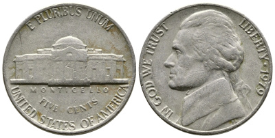 США 5 ЦЕНТОВ 1979 ДЖЕФФЕРСОН KM А192 медно-никель 76-944