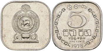 Шри-Ланка 5 центов 1978 KM 139a алюминий 4136-722