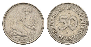 ФРГ 50 пфеннигов 1971 F KM 109.1, J. 384 медно-никель 4636-1149