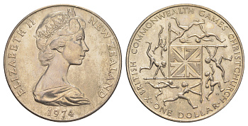Новая Зеландия 1 доллар 1974 X Британские Игры Содружества KM 44 медно-никель BU 91-325