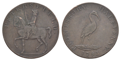Великобритания, Хэмпшир, Питерсфилд 1/2 пенни 1793 Dalton & Hamer 44, Atkins 28 медь 1522-743