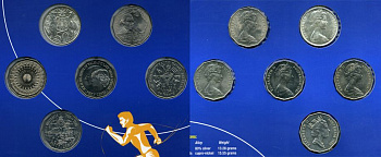 АВСТРАЛИЯ НАБОР ИЗ 6 МОНЕТ ПО 50 ЦЕНТОВ 1966-1990 БУКЛЕТ UNC 7-5-14