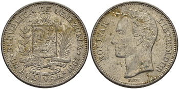 Венесуэла 1 боливар 1967 Симон Боливар KM 42 никель 31-531