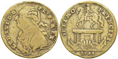 Франция жетон 1792 Людовик XVI (1774-1792) OPTIMO PRINCIPI, диаметр 23,5 мм.  латунь    210-122