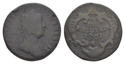 Австрия 1 крейцер 1761 K, Мария Терезия (1745-1765) KM 1993 медь 4606-725