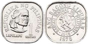 Филиппины 1 сентимо 1978 вождь острова Мактан Лапу-Лапу KM 205 алюминий  UNC  220-1123