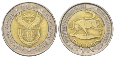 ЮАР 5 рандов 2010 KM 499 биметалл 4626-857