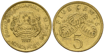 Сингапур 5 центов 1987 KM 50 алюминиевая бронза 4152-1058
