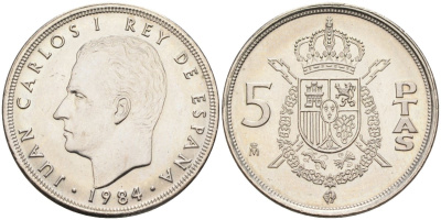 Испания 5 песет 1984 Хуан Карлос I (1975-2001) KM 823 медно-никель UNC 4583-1233