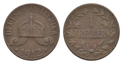Германская Восточная Африка 1 геллер 1912 J KM 7 бронза 4658-1042