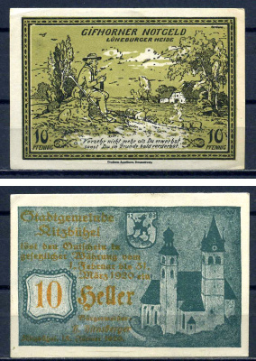 Гифхорн (Ганновер, Пруссия) 10 пфеннигов ND DeNG 1/2 428.1-1/4 бумага UNC (пресс) 7556-15-4-2