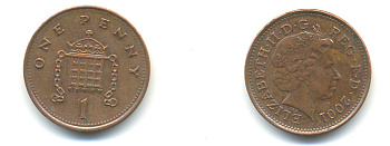 Великобритания 1 пенни 2001 Елизавета II (1952-2022) KM 986, Spink 4710 (B5) сталь плакированная медью 177-549