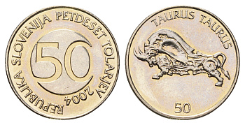 Словения 50 толаров 2004 KM 52 медно-никель UNC 4650-846