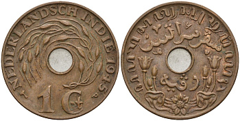 Нидерландская Восточная Индия 1 цент 1945 P KM 317 бронза 4132-314