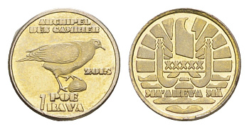 Французская Полинезия (Иль Гамбье) 1 poe rava 2015 латунь BU 4644-1021