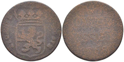 ОВЕРИССЕЛЬ, НИДЕРЛАНДЫ 1 ДУИТ 1768 KM 90 медь 210-1214