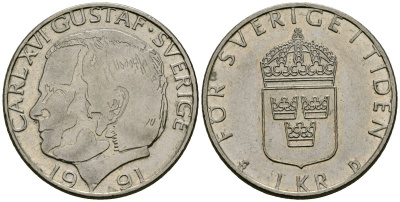 Швеция 1 крона 1991 Карл XVI Густав (1973- ) KM 894 медно-никель 4138-956