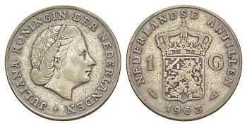 Нидерландские Антильские острова (Нидерландские Антилы) 1 гульден 1963 KM 2 серебро 4646-532
