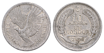 Чили 10 песо 1956 KM 181 алюминий 4629-1224