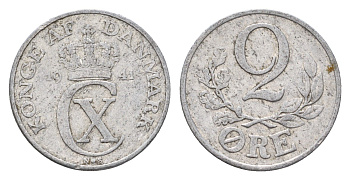 Дания 2 эре 1941 Кристиан X (1912-1947) KM 833 алюминий 4674-639