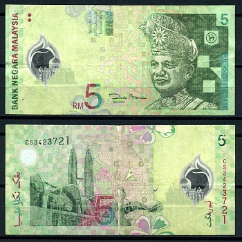 Малайзия 5 ринггитов ND (2004) султан Туанку Абдул Рахман, серия СS Pick 47(1) пластик 7207-30-2-2