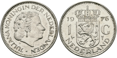 Нидерланды 1 гульден 1976 Юлиана (1948-1980) KM 184а никель 94-641