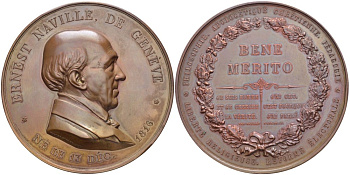 ШВЕЙЦАРИЯ МЕДАЛЬ ND ЭРНСТ НАВИЛЛЬ (1816-1909) ШВЕЙЦАРСКИЙ ПРОТЕСТАНТСКИЙ БОГОСЛОВ, ФИЛОСОФ, ПИСАТЕЛЬ, ПРЕПОДАВАТЕЛЬ, РОДИЛСЯ 13 ДЕКАБРЯ, ДИАМЕТР 60,5 ММ. бронза 00-00