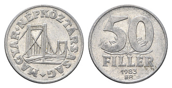 Венгрия 50 филлеров 1983 BP мост Елизаветы в Будапеште KM 574 алюминий 4668-267