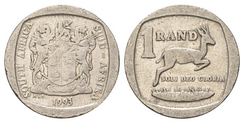 ЮАР 1 ранд 1993 KM 138 медь плакированная никелем 4627-257