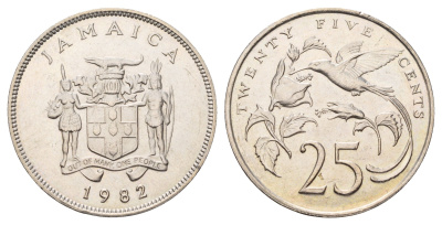 Ямайка 25 центов 1982 KM 49 медно-никель UNC 4672-116