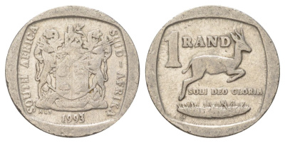 ЮАР 1 ранд 1993 KM 138 медь плакированная никелем 4627-257