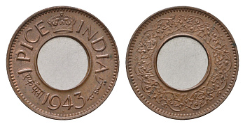 Британская Индия 1 пайс 1943 Георг VI (1936-1952) KM 533 бронза aUNC 4687-1043