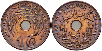 Нидерландская Индия 1 гульден 1942 Р KM 317 бронза 67-614