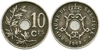 Бельгия 10 сантимов 1902 Belgique KM 48 медно-никель 4172-721