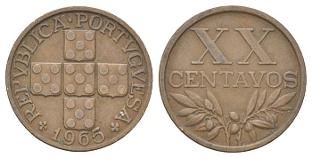 Португалия 20 сентаво 1965 KM 584 бронза 4627-915
