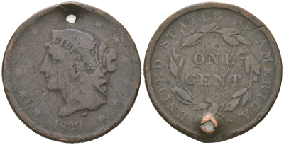 США 1 цент 1839 KM 67 медь 110-633