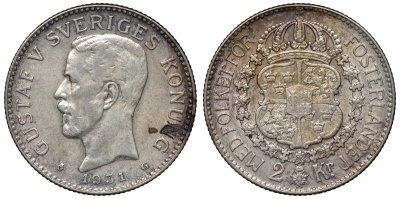Швеция 2 кроны 1931 G, Густав V (1907-1950) KM 787 серебро 4117-722