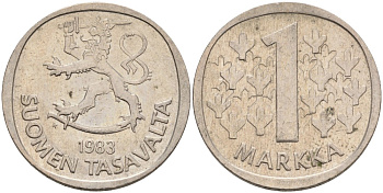 ФИНЛЯНДИЯ 1 МАРКА 1983 K KM 49a медно-никель 4563-531