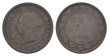 Канада 1 цент 1881 H, Виктория (1837-1901) KM 7 бронза 4637-117