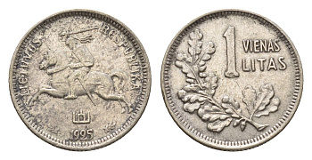 Литва 1 лит 1925 год-тип KM 76 серебро 4158-318
