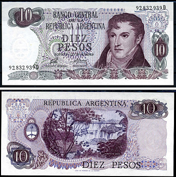 Аргентина 10 песо 1976 Мануэль Бельграно Pick 295 (4) бумага UNC (пресс) 7214-6-4-2