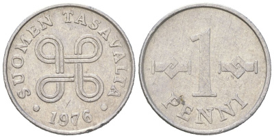 Финляндия 1 пенни 1976 KM 44a алюминий aUNC 4617-1256