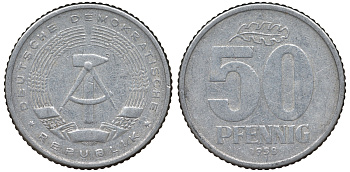 ГДР 50 ПФЕННИГОВ 1958 алюминий 62-623