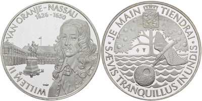 НИДЕРЛАНДЫ МЕДАЛЬ ND ВИЛЛЕМ II (1626-1650), КОРОЛЬ НИДЕРЛАНДОВ И НАССАУ, ДИАМЕТР 38 ММ., ВЕС 25,08 ГР. серебро PROOF 1076-8-23