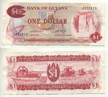 Гайана 1 доллар ND (1966-1992) William D'Andrade, Frank Hope Pick 21 b бумага 7553-8-3
