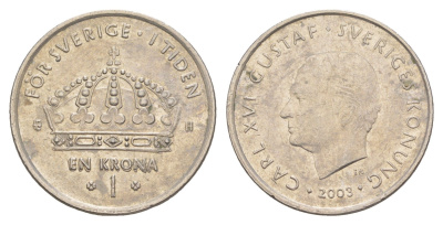 Швеция 1 крона 2003 Карл XVI Густав (1973- ) KM 894 медно-никель 4514-145