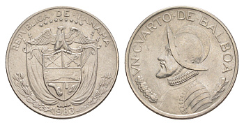 Панама 1/4 бальбоа (25 сентесимо) 1983 KM 11.2a медь плакированная медно-никелем 4642-652