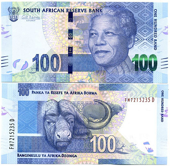 ЮАР 100 рандов ND (2012) Нельсон Мандела, буйвол Pick 136 бумага UNC (пресс) 448-143-2