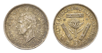 ЮАР 3 пенса 1940 Георг VI (1936-1952) KM 26 серебро 4669-647