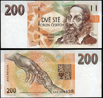 Чехия 200 крон 1993 Pick 6 b бумага UNC (пресс) 451-787-3